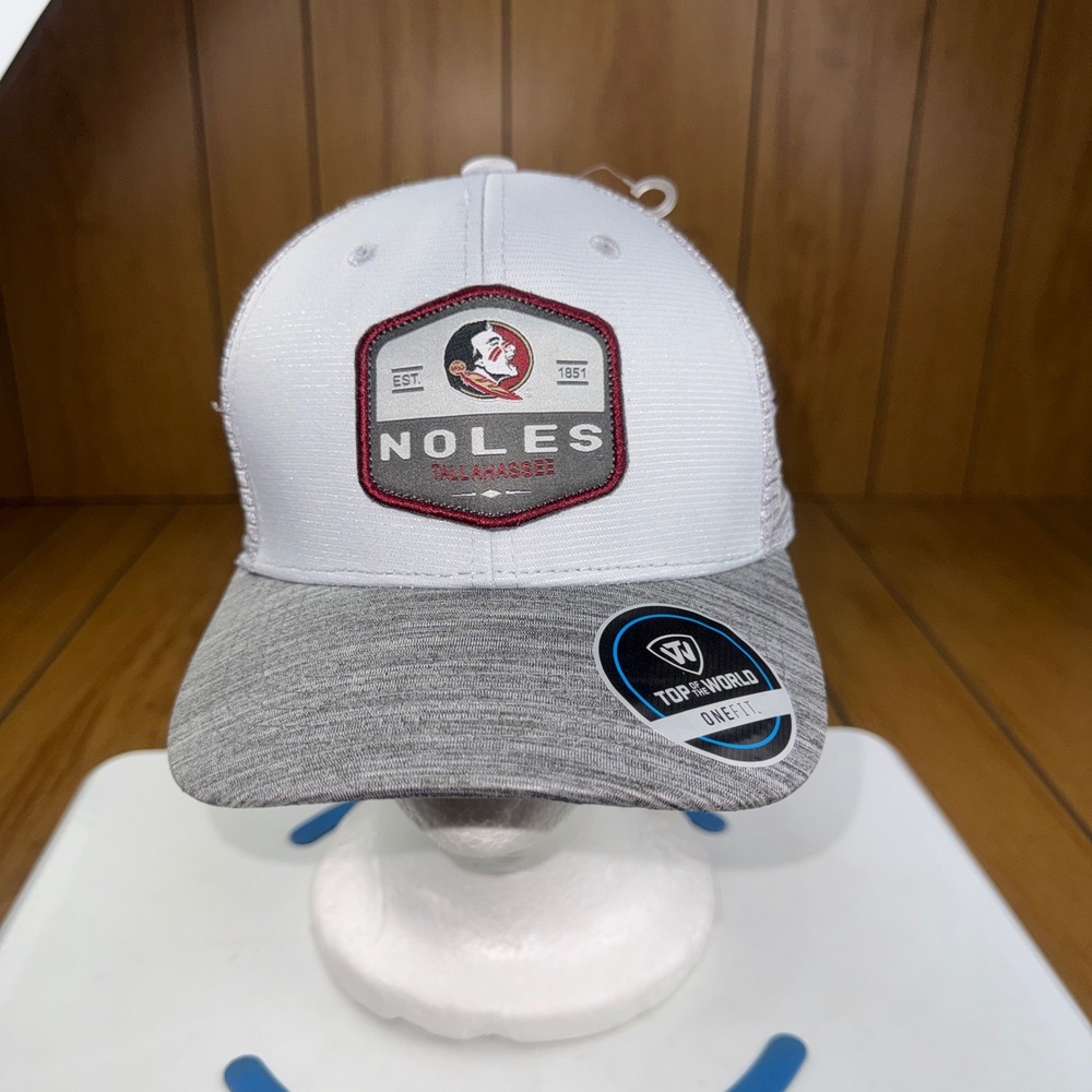 Top of the‎ World Florida State Seminoles FSU Noles Hat OneFit Grey White Cap